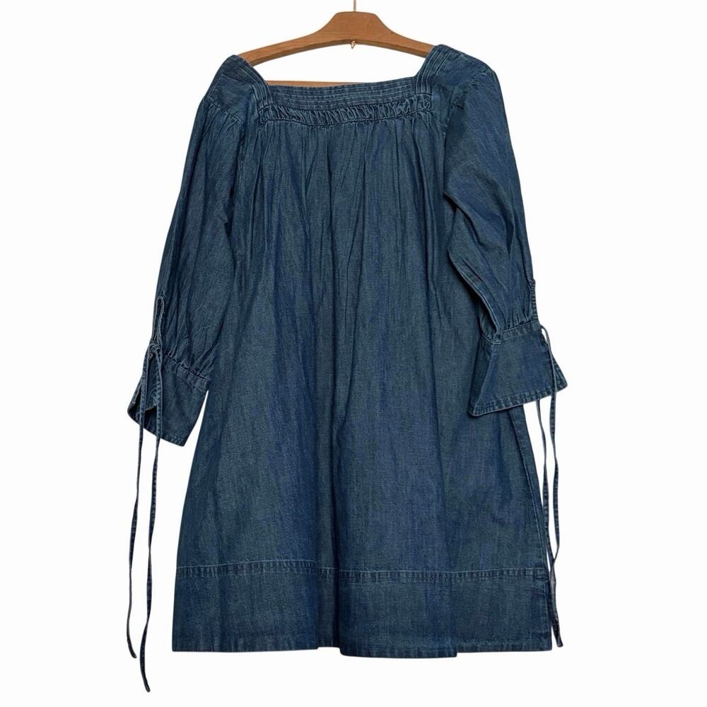 NWT Free People Sonora Denim Babydoll Mini Dress Square Neck L Midnight Rinse - Picture 3 of 12
